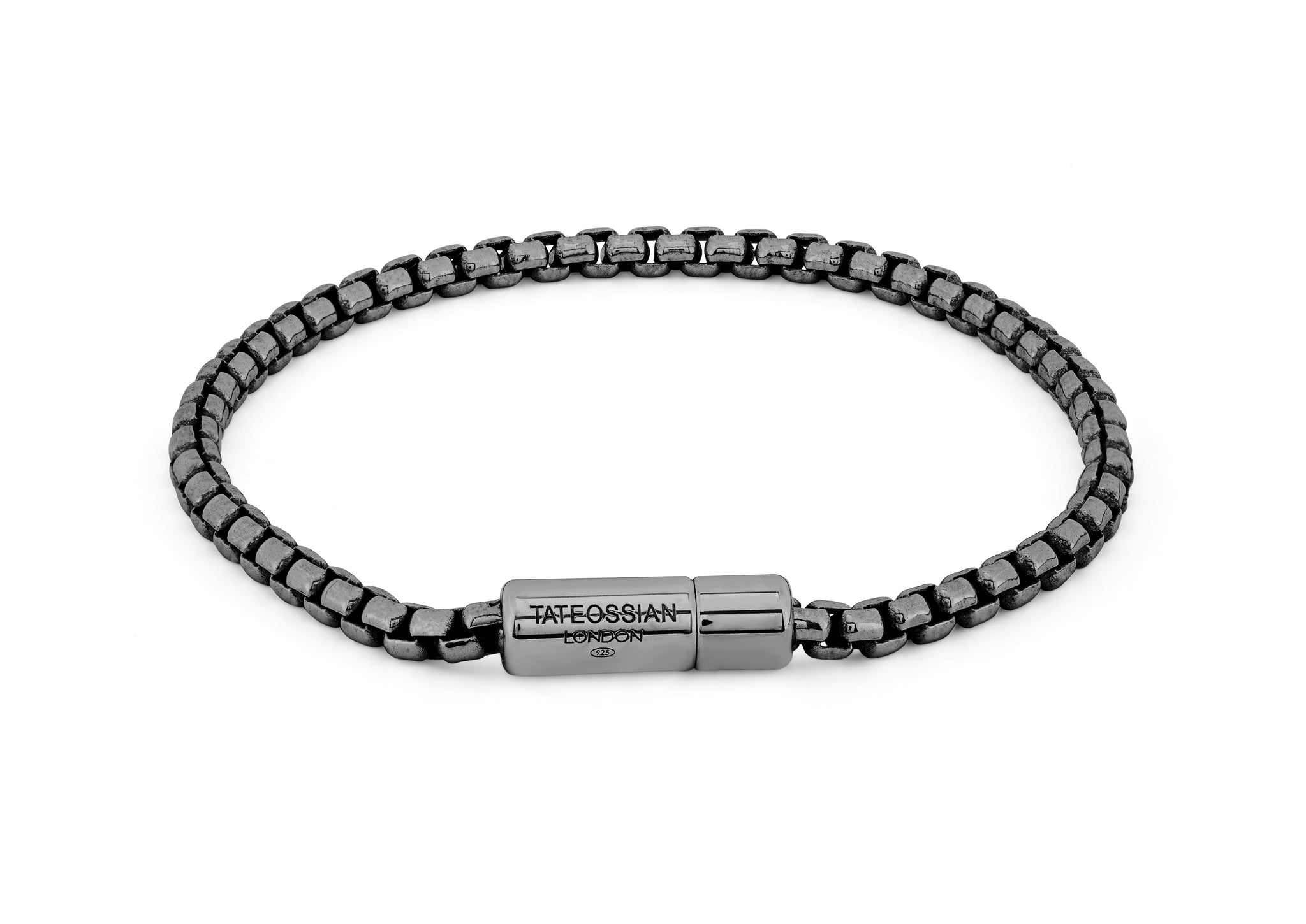 John Hardy Men's Black Rhodium Box Link Bracelet Thin Width