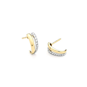 These earrings feature round brilliant cut diamonds that total .35cts.