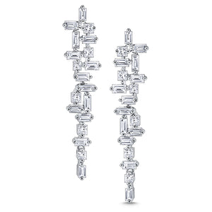 These earrings feature 38 baguette and princess cut diamonds that t...