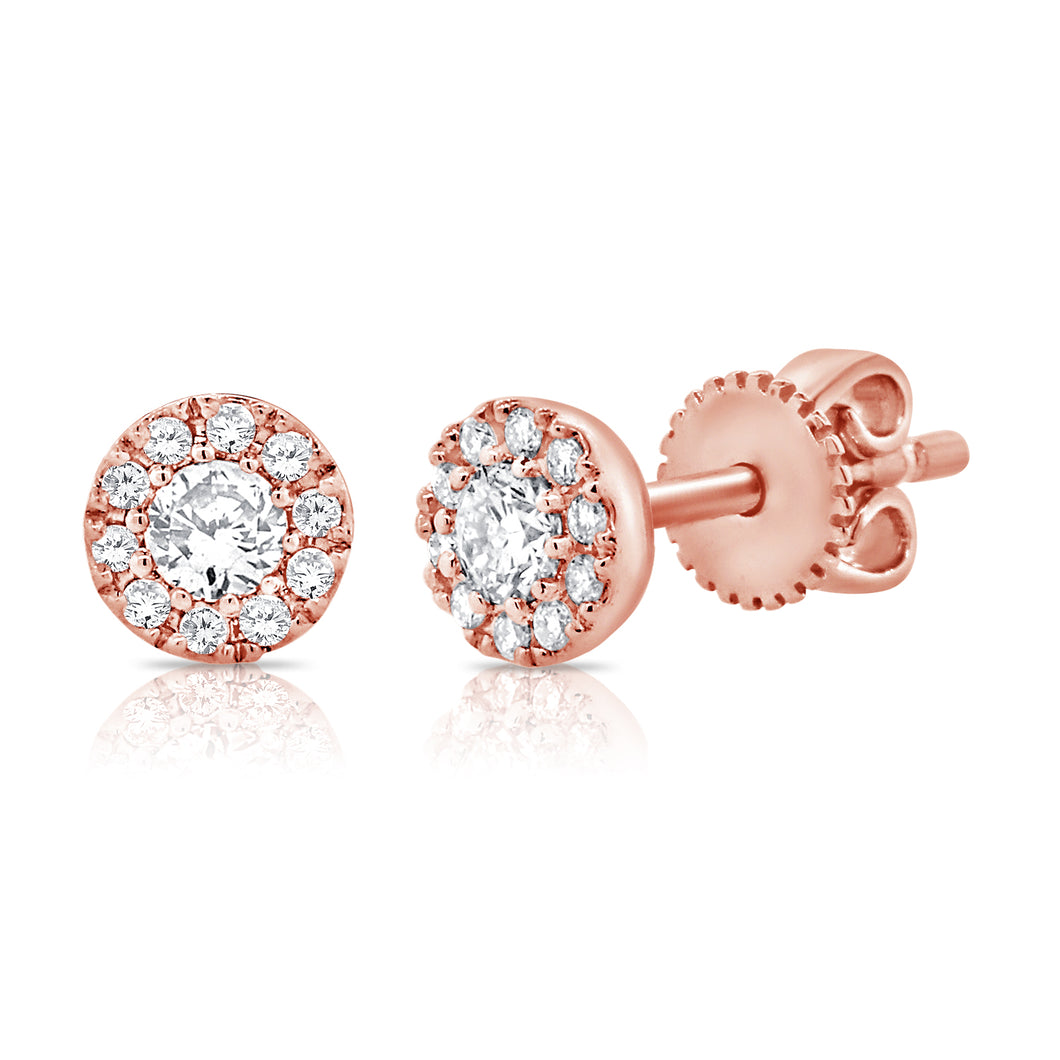 These stud earrings feature .17cts of round brilliant cut diamonds.