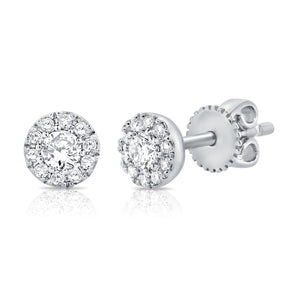 These stud earrings feature .17cts of round brilliant cut diamonds.