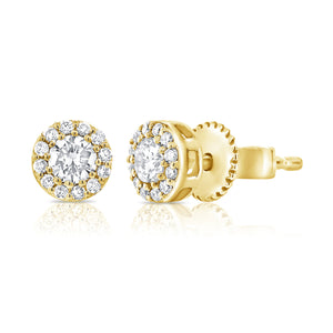 These stud earrings feature .21cts of round brilliant cut diamonds.