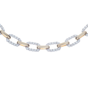 modern link necklace with diamonds totaling 1.16ct