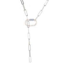 paper link chain with diamond clasp and dangling chain. diamonds to...