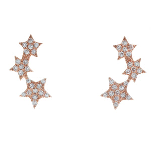 stud style earrings, featuring three stars with pave-set diamonds t...