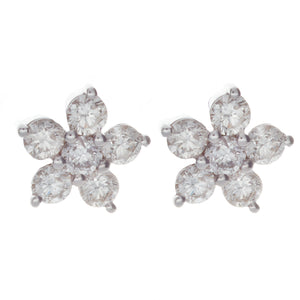 small flower cluster studs with diamonds totaling .50ct