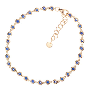 chic bracelet with bezel set sapphires totaling .67ct