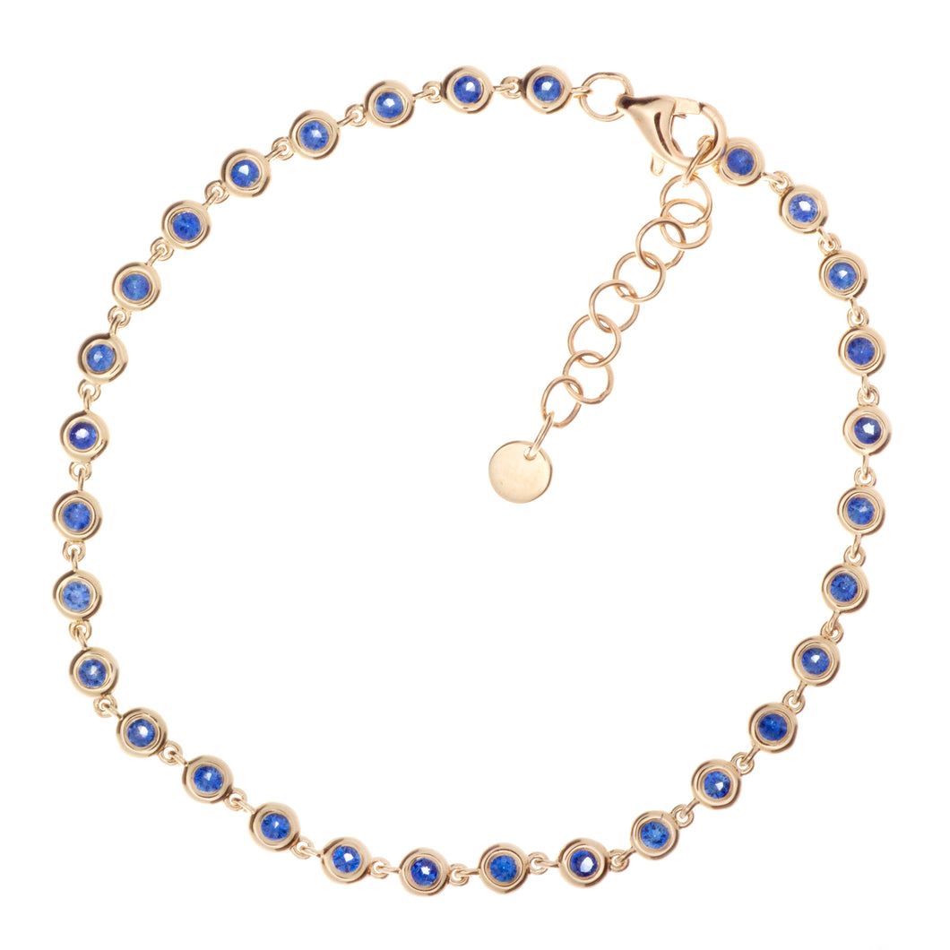 chic bracelet with bezel set sapphires totaling .67ct
