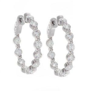 small hoops with 22 round brilliant cut diamonds totaling 3.17ct