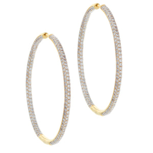 classic gold hoops with diamonds along inner and outer hoops totali...