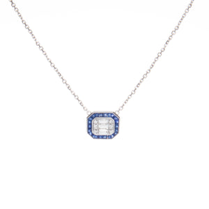 this necklace features sapphires totaling .66ct and diamonds totali...