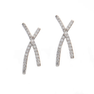 modern X shape earrings with diamonds totaling .50ct