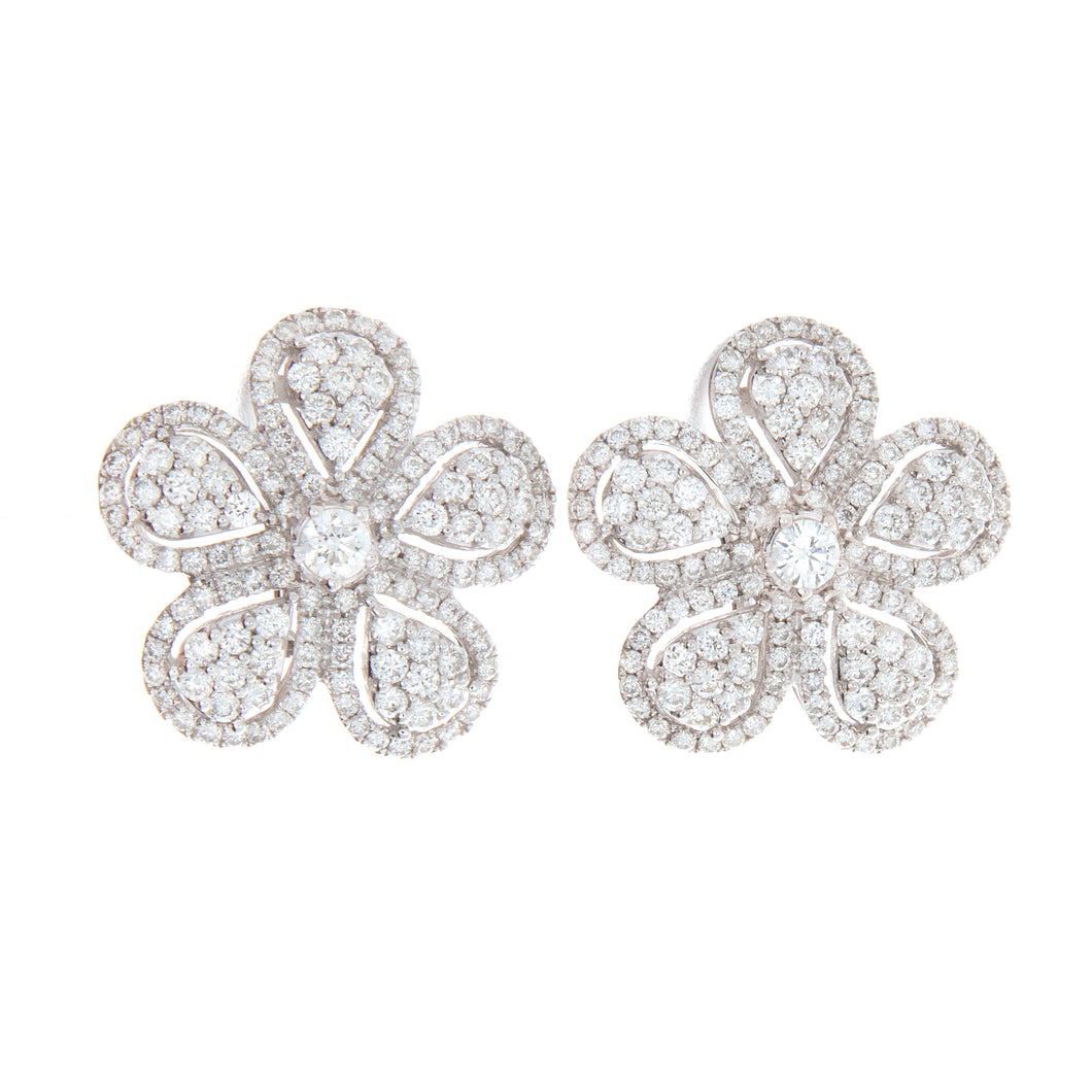 These 18k white gold earrings feature round brilliant cut diamonds ...