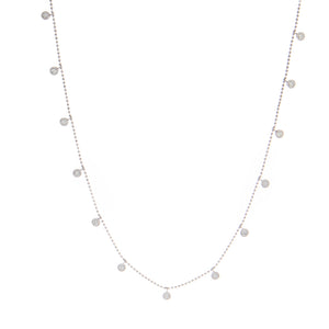necklace features 13 bezel set diamonds totaling .50ct