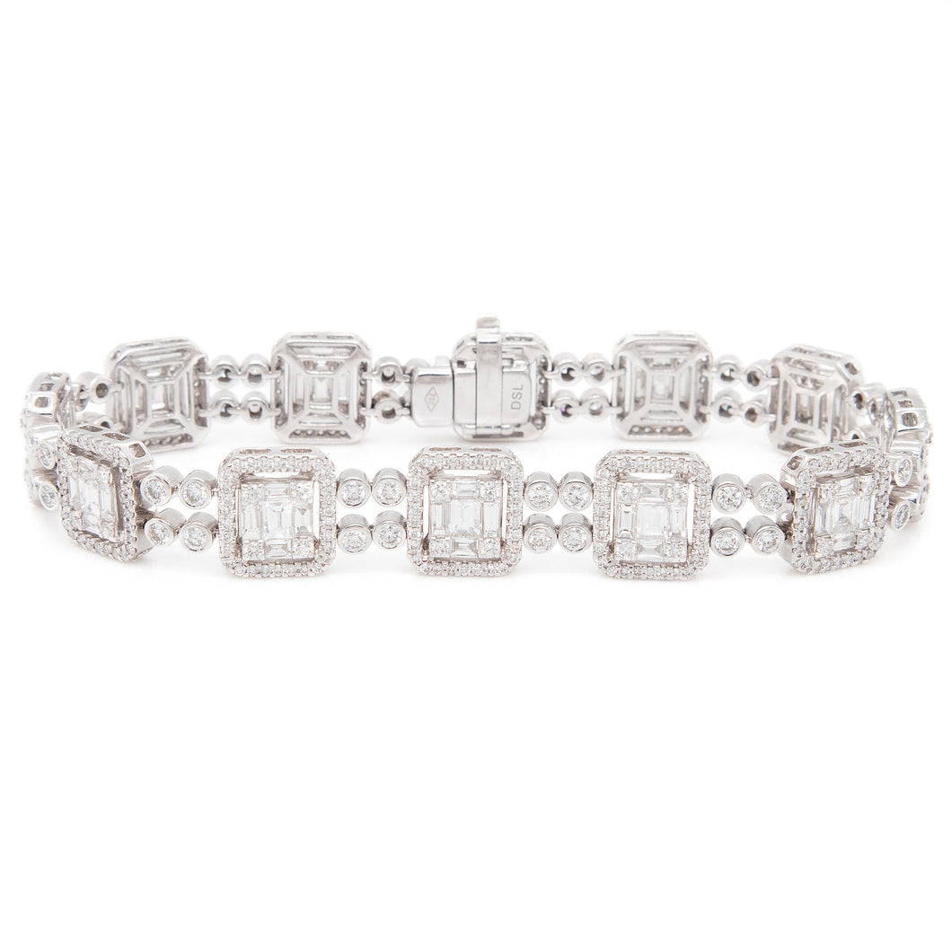 This stunning bracelet features 60 baguette diamonds totaling 2.69c...