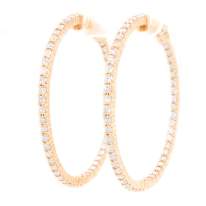 These hoops feature 100, pave-set diamonds set on the inner and out...