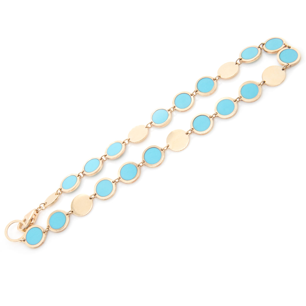 14k Yellow gold and turquoise bracelet