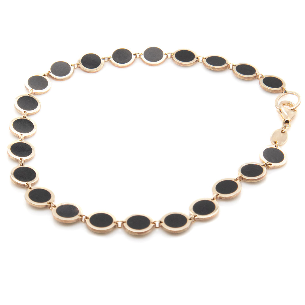 black onyx and yellow gold stackable bracelet