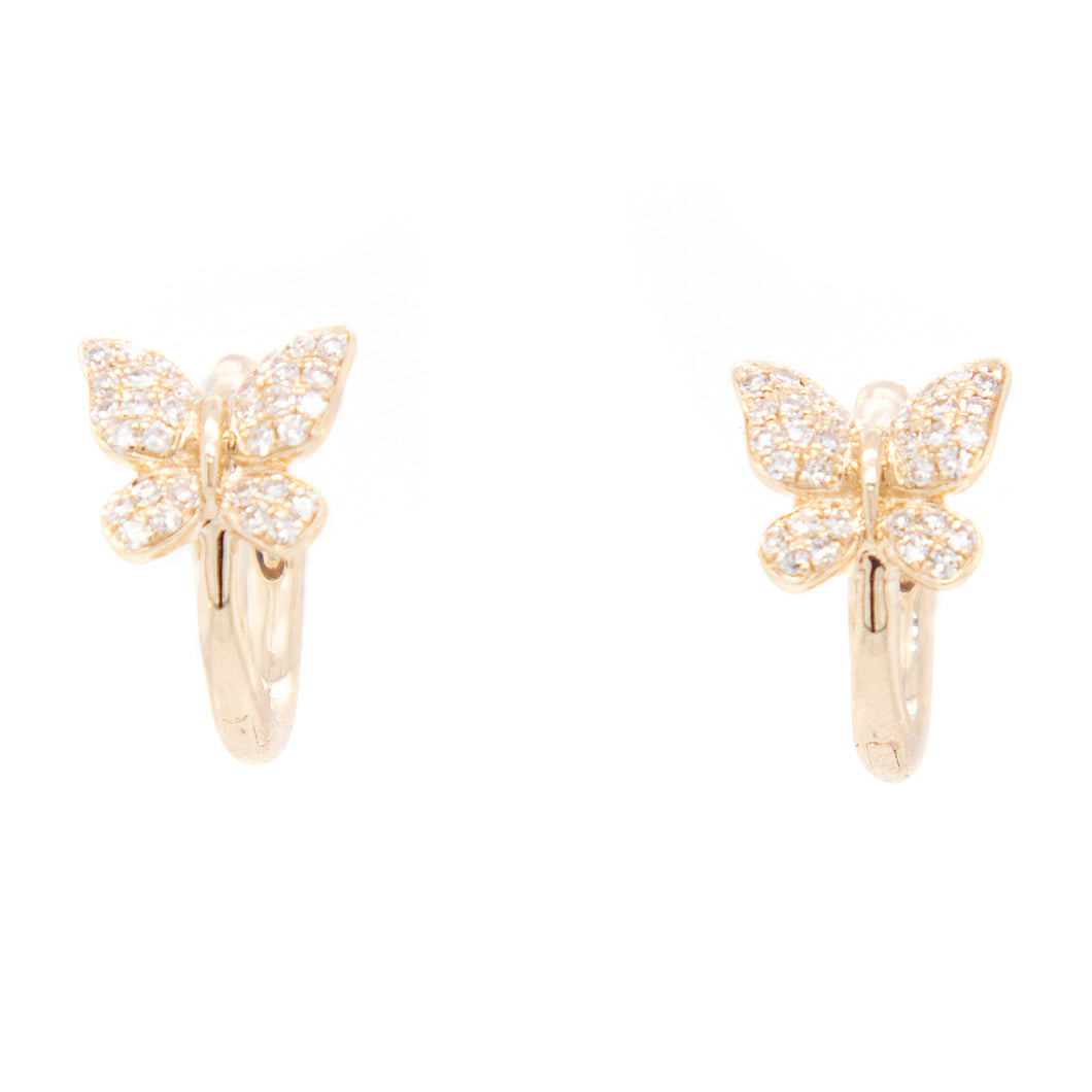 these baby hoops feature diamonds arranged on the butterflies wings...
