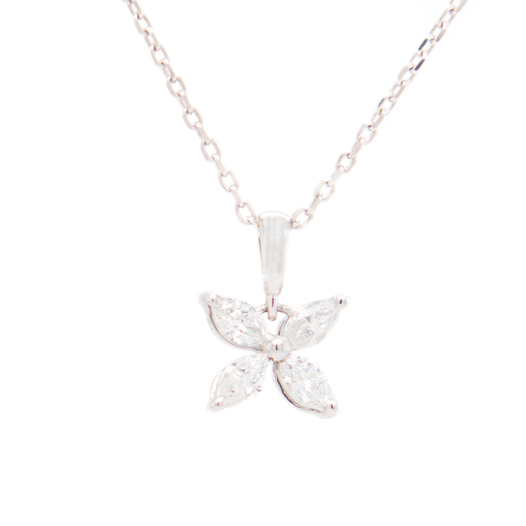 this minimalist necklace features 4 marquise cut diamonds arranged ...