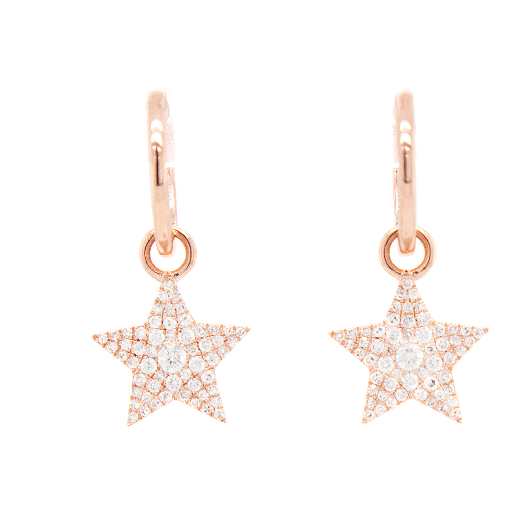 These sweet huggy hoops feature pave-set diamonds on each star drop...