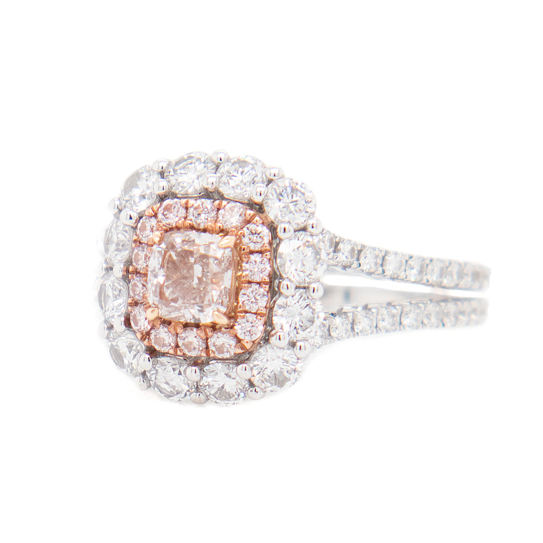 18k White Gold Pink & White Diamond Ring