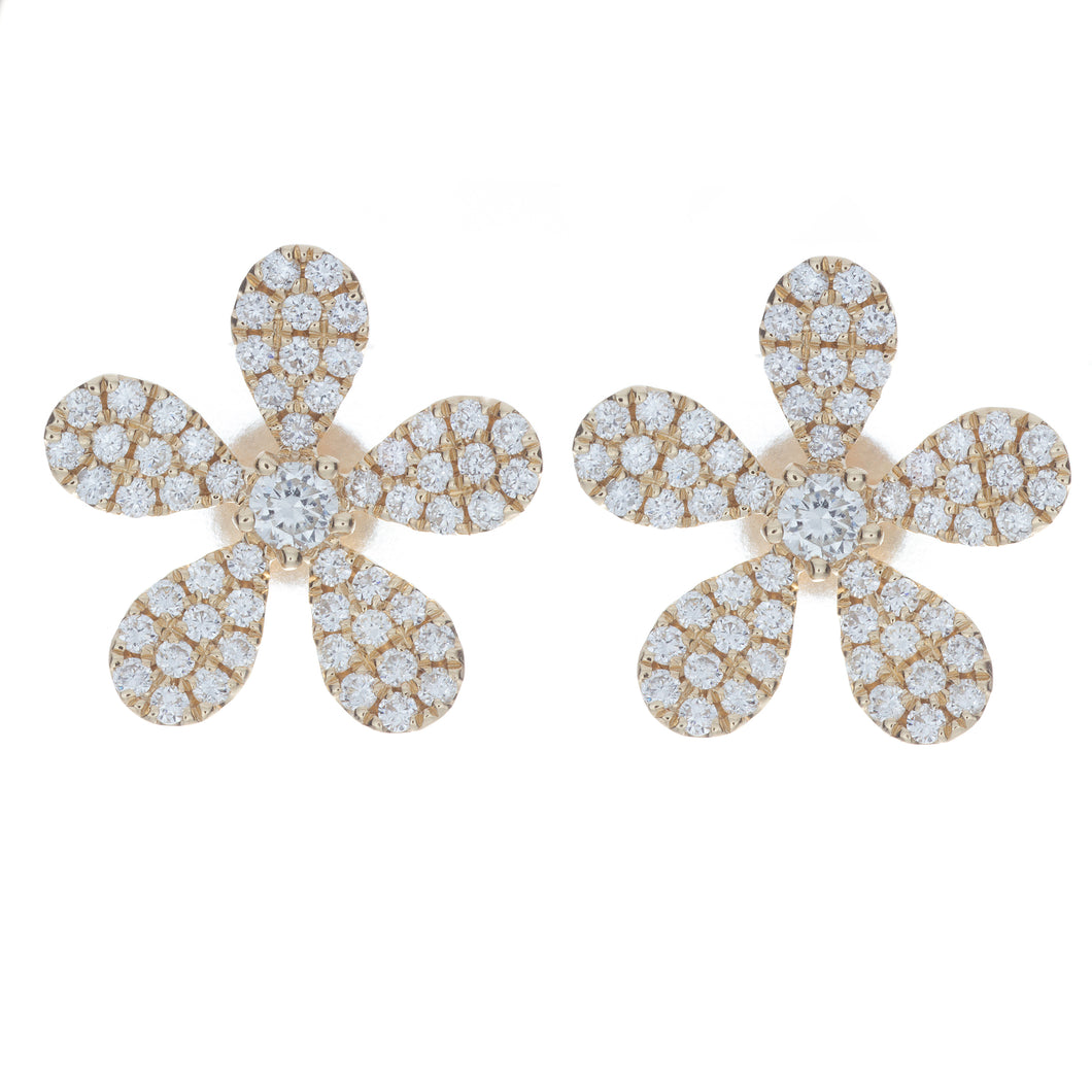 These sweet studs feature pave set diamonds totaling 1.03ct