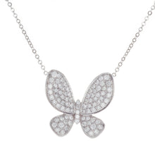 This sweet butterfly necklace features pace-set diamonds on each bu...