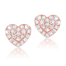These heart earrings feature pave set round brilliant cut diamonds ...