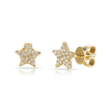 These star earrings feature pave set round brilliant cut diamonds t...