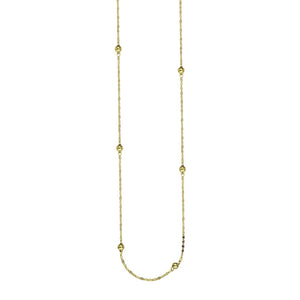 This necklace features hammered forzentina and beads in 14k yellow ...