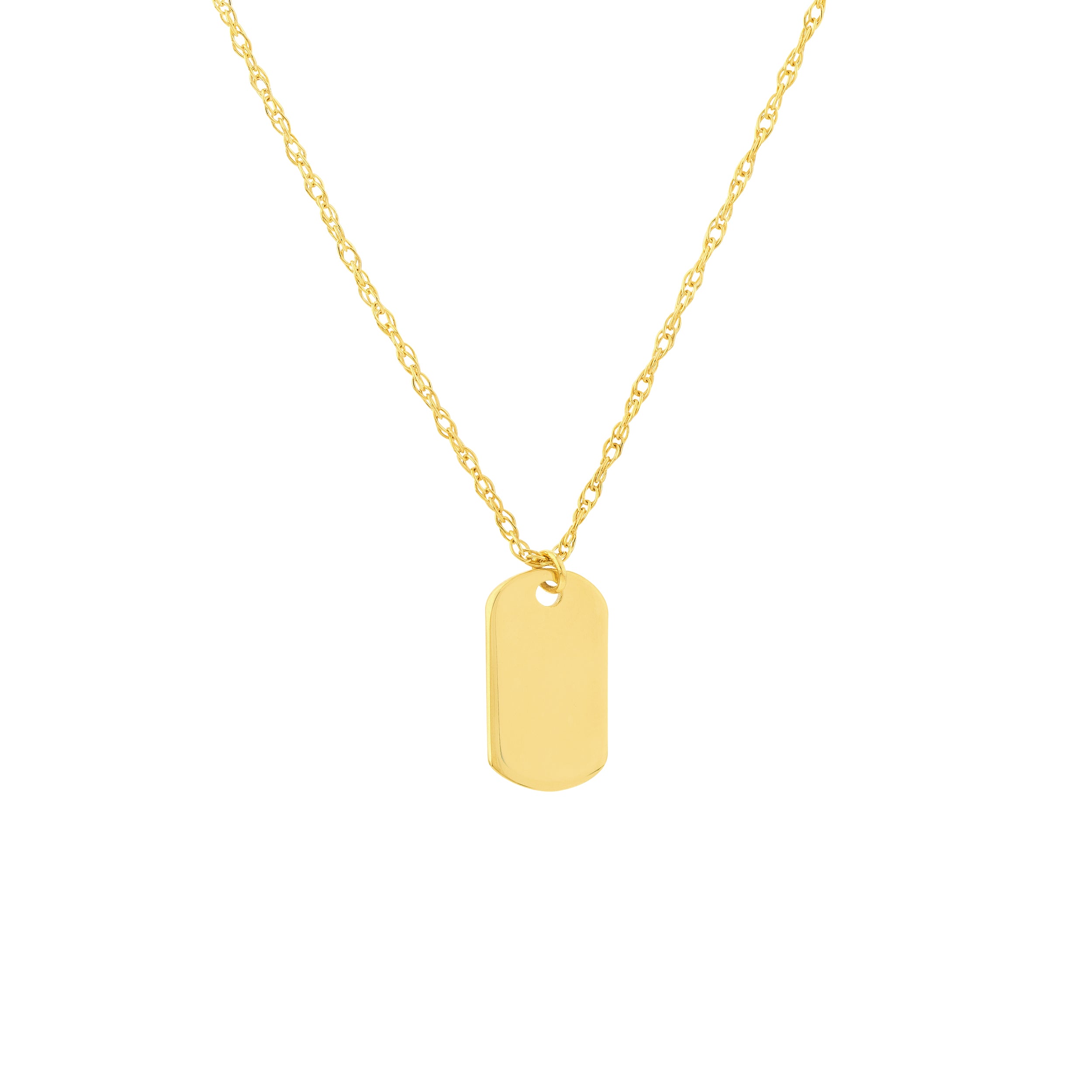 14K Yellow Gold Mini Dog Tag Necklace