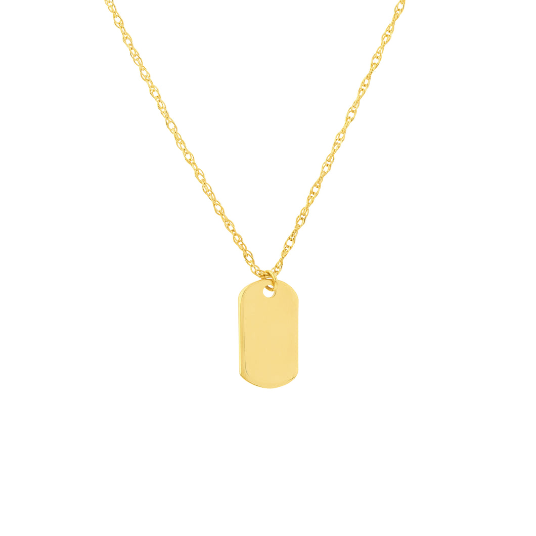 435-1071 - 14k Yellow Gold Mini Dog Tag Necklace 