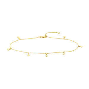 sweet anklet with yellow gold disc charms all the way around
