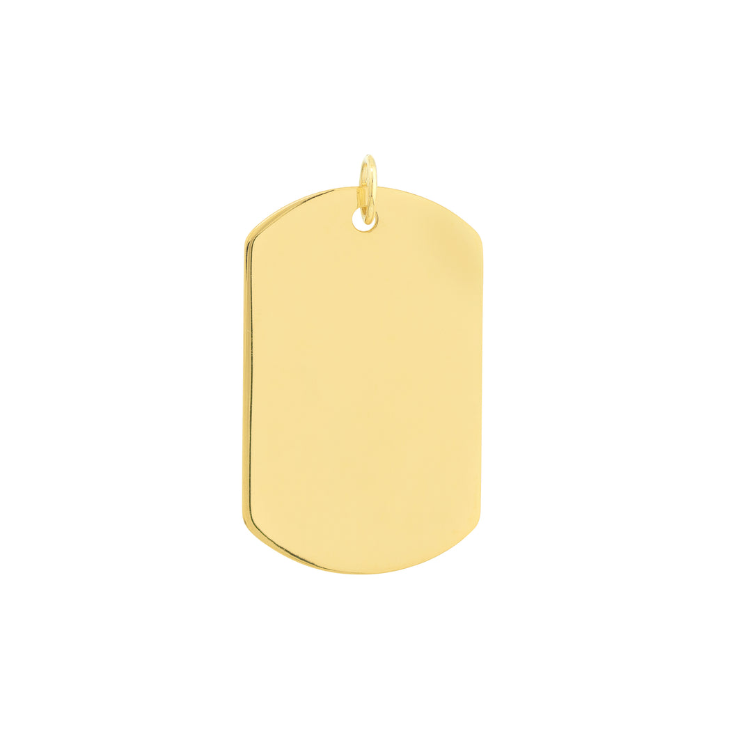 dog tag charm in yellow gold measuring 26MM/3CM