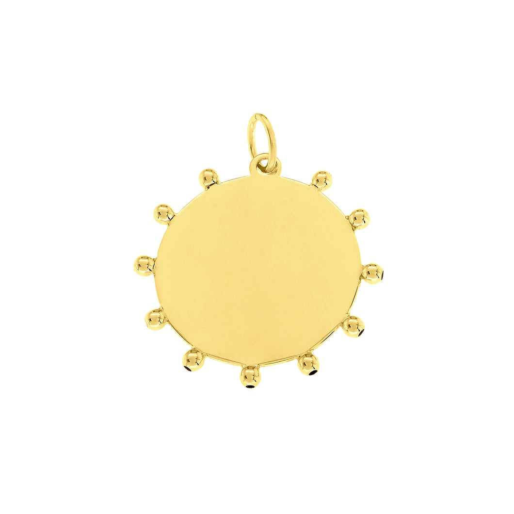 disc charm with beaded accents in yellow gold