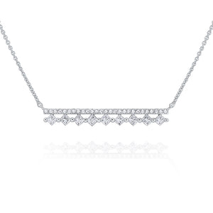 This bar necklace features round brilliant cut diamonds that total ...