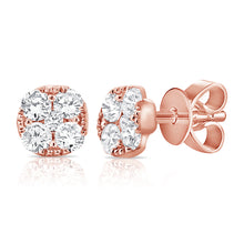 These earrings features round brilliant cut diamonds that total .27...