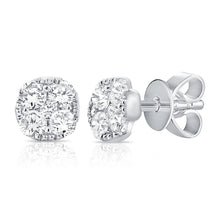 These earrings features round brilliant cut diamonds that total .27...