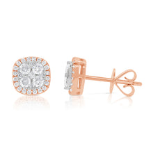 These earrings features round brilliant cut diamonds that total .75...