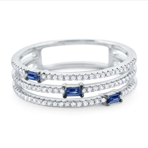 14k White Gold Diamond & Sapphire Ring .