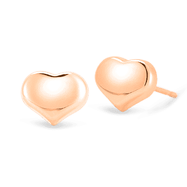 Heart Shaped Yellow Gold Stud Earrings