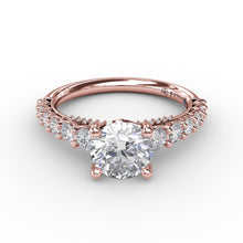 Fana Contemporary Diamond Solitaire Engagement Ring With Openwork Diamond Band