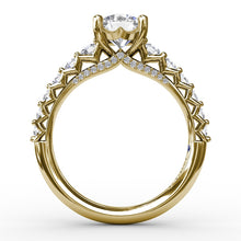 Fana Contemporary Diamond Solitaire Engagement Ring With Openwork Diamond Band