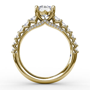 Fana Contemporary Diamond Solitaire Engagement Ring With Openwork Diamond Band