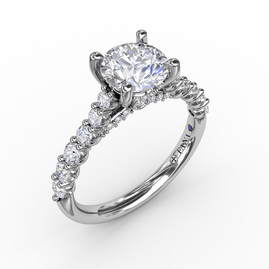 Fana Contemporary Diamond Solitaire Engagement Ring With Hidden Halo