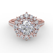 Fana Two-Tone Double Halo Round Diamond Engagement Ring Engagement Ring With Diamond Band