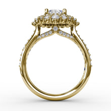 Fana Two-Tone Double Halo Round Diamond Engagement Ring Engagement Ring With Diamond Band