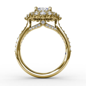Fana Two-Tone Double Halo Round Diamond Engagement Ring Engagement Ring With Diamond Band