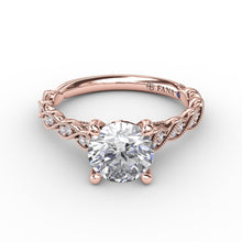 Fana Classic Diamond Solitaire Engagement Ring With Diamond Twist Band